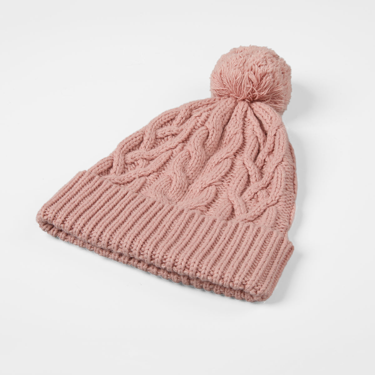 Blank Cable Knit Merino Wool Pom Pom Beanie Wholesale - 1168
