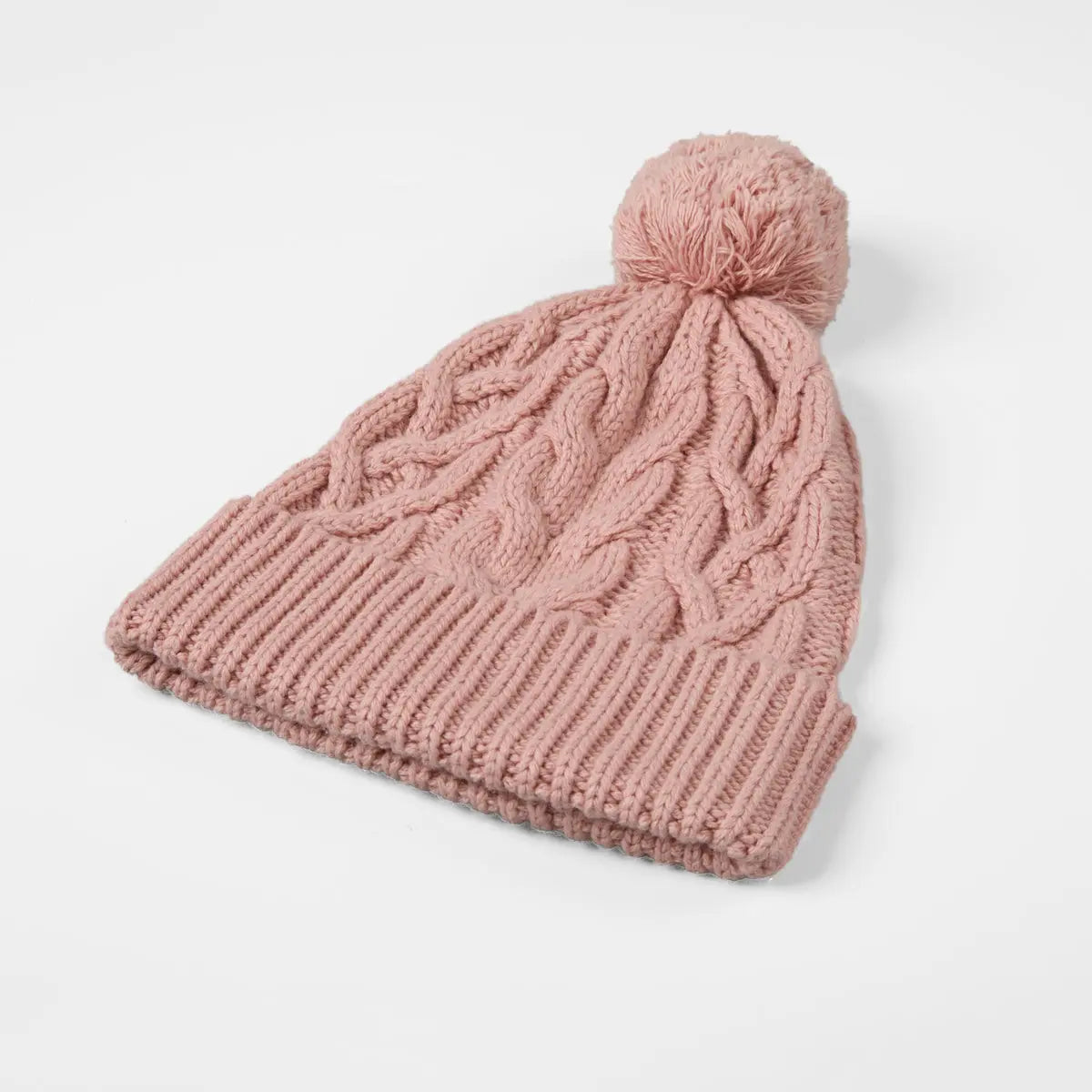 Blank Cable Knit Merino Wool Pom Pom Beanie Wholesale - 1168