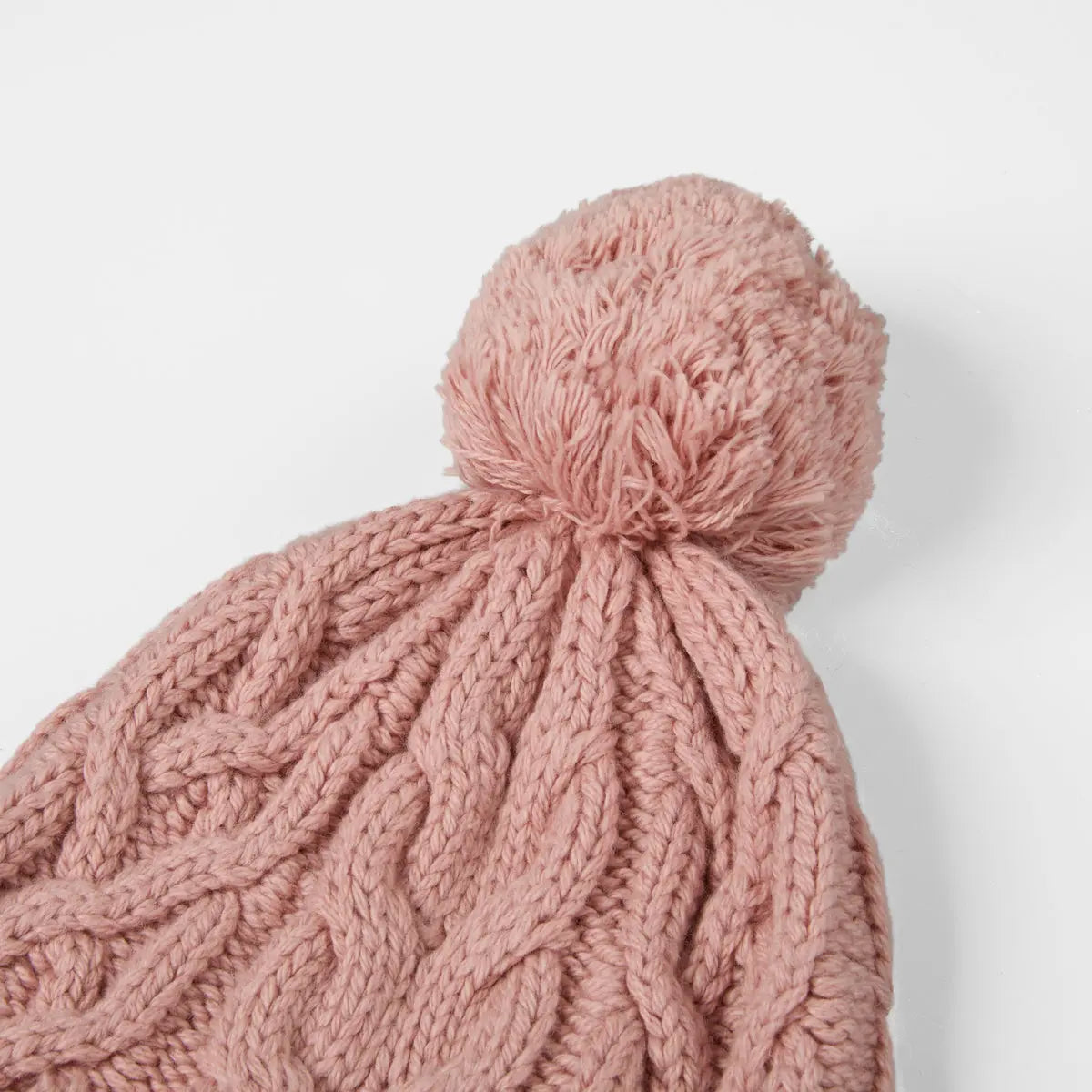 Blank Cable Knit Merino Wool Pom Pom Beanie Wholesale - 1168