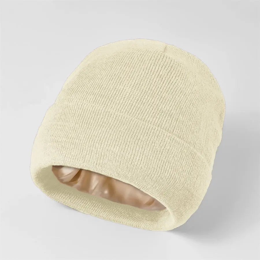 Blank Cuffed Satin Lined Knit Beanies Wholesale - 1176 ( Recycled Poly