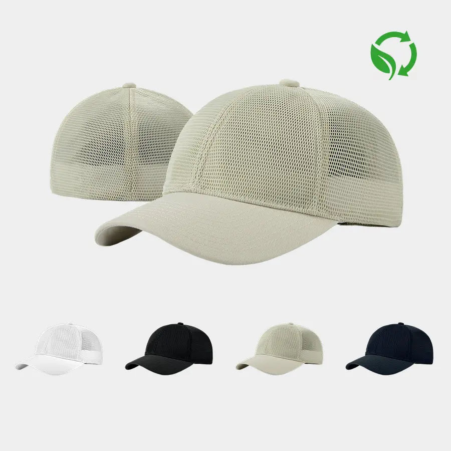 Blank Full Mesh 6 Panel Fitted Baseball Cap Wholesale - 6478 (Recycled) Foremost Hat