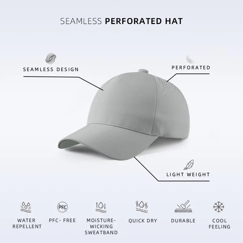 Blank Seamless 5 Panel Perforated Performance Snapback Hat Wholesale - 5312