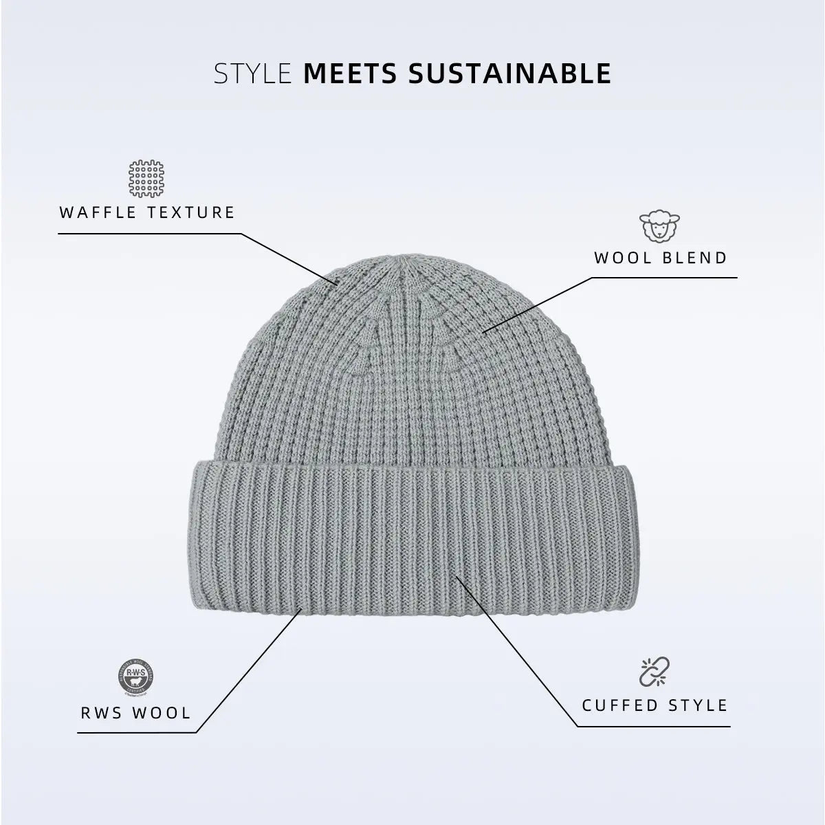 Blank Wool Waffle Knit Beanie Wholesale - 1263