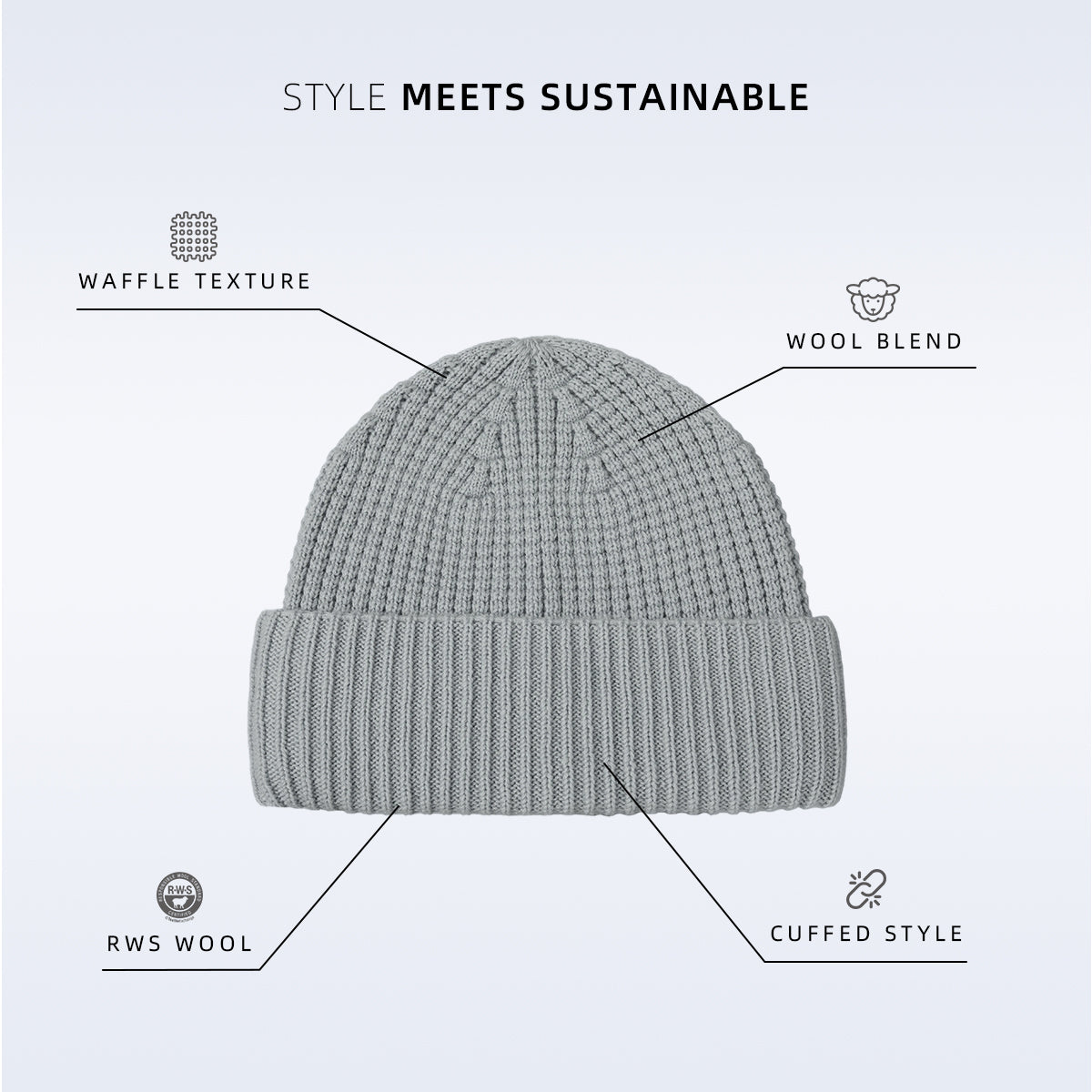 Blank Wool Waffle Knit Beanie Wholesale - 1263