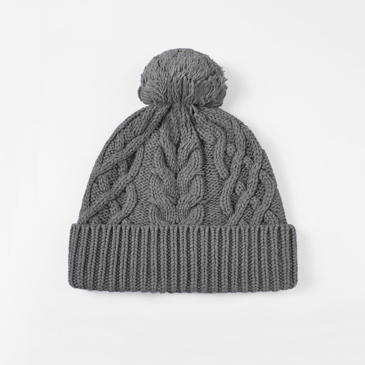 Blank Cable Knit Pom Pom Beanie Wholesale - 1168