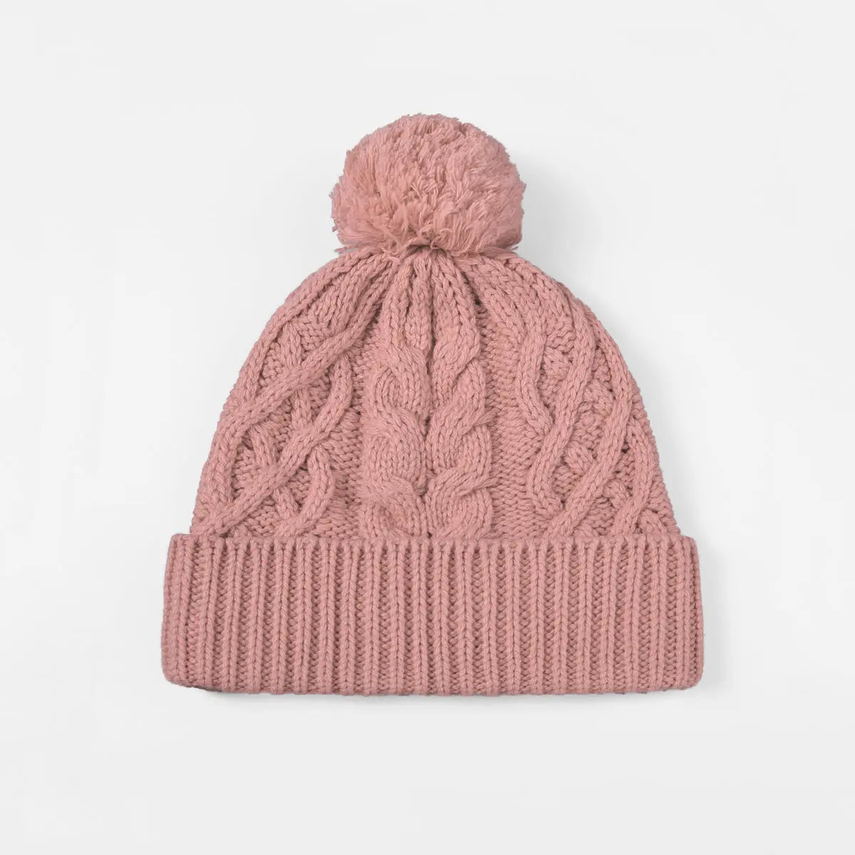 Blank Cable Knit Merino Wool Pom Pom Beanie Wholesale - 1168