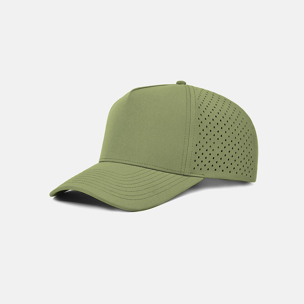 Blank Laser Perforated 5 Panel Performance Snapback Golf Hat Wholesale - 6526 (Recycled Polyester)