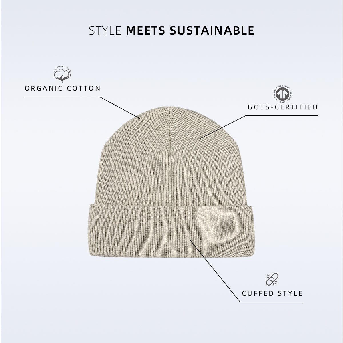 Blank 100% Organic Cotton Kids Beanie Wholesale - 1202