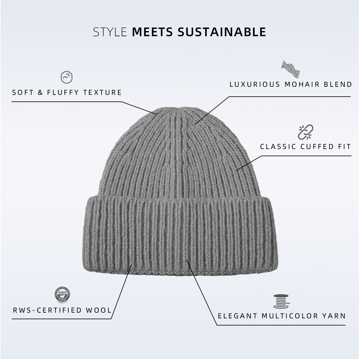 Blank Cuffed Women's Mohair Blend Beanie Wholesale - 1265 Foremost Hat