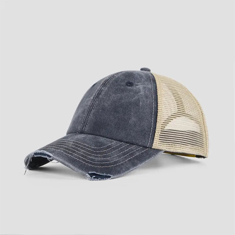 Blank Vintage Cotton Sand Unstructured Mesh Trucker Hats Wholesale