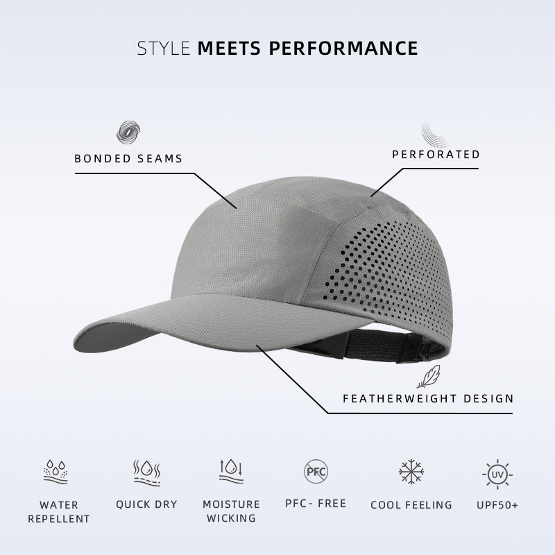 Blank Water Repellent Seamless Lightweight Perforated Running Cap - 5027