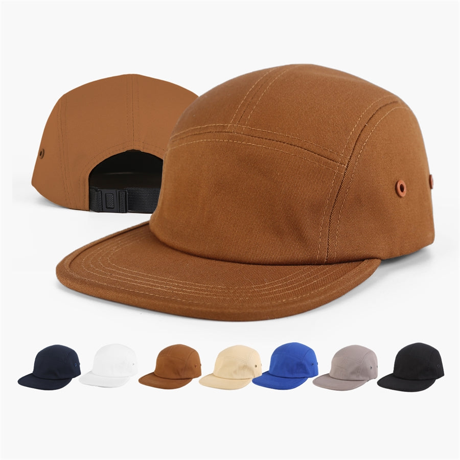 Blank Flat Bill 5 Panel Cotton Twill Camper Hat - 6714