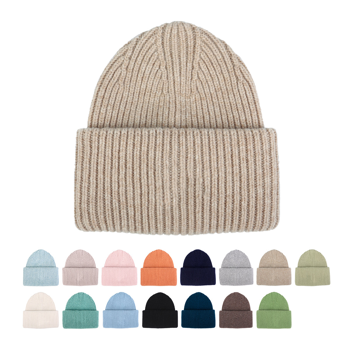 Blank High Cuffed Merino Wool Beanies - 1338