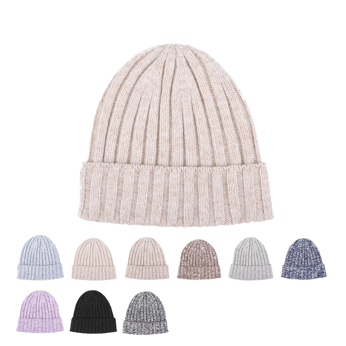 Blank Ribbed Merino Wool and Cashmere Blend Beanies - 1313
