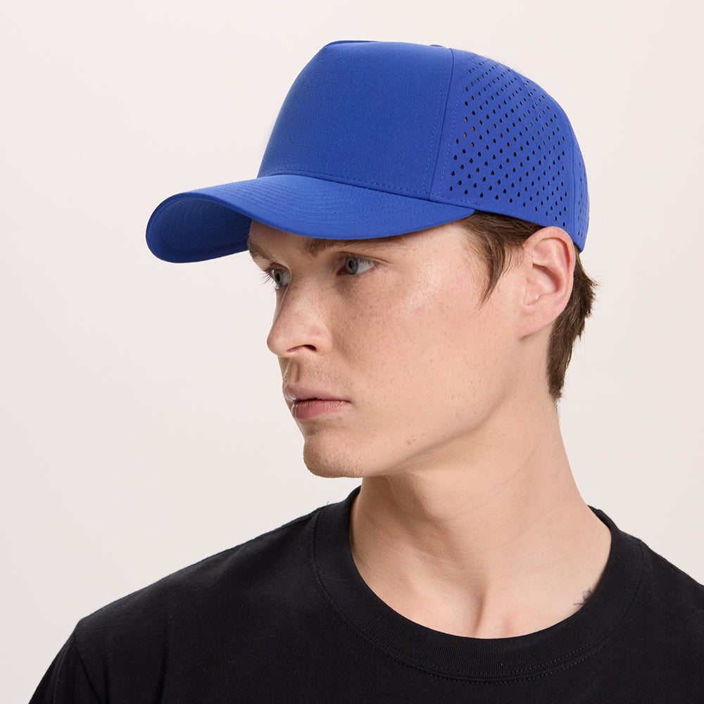 Blank Laser Perforated 5 Panel Performance Snapback Golf Hat Wholesale - 6526 (Recycled Polyester)