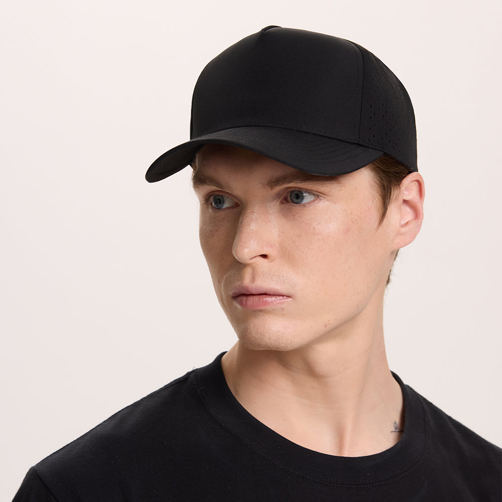 Blank Laser Perforated 5 Panel Performance Snapback Golf Hat Wholesale - 6526 (Recycled Polyester)