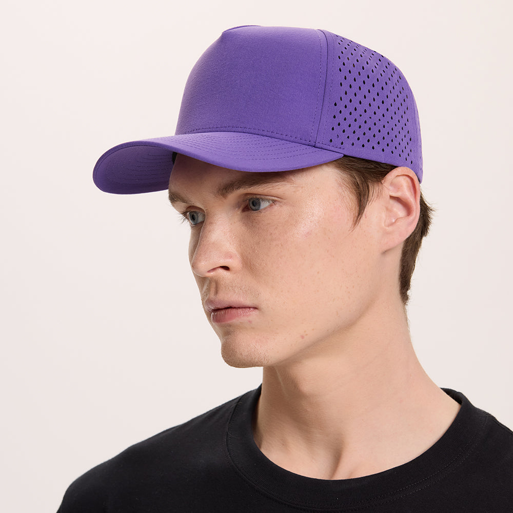 Blank Laser Perforated 5 Panel Performance Snapback Golf Hat Wholesale - 6526 (Recycled Polyester)