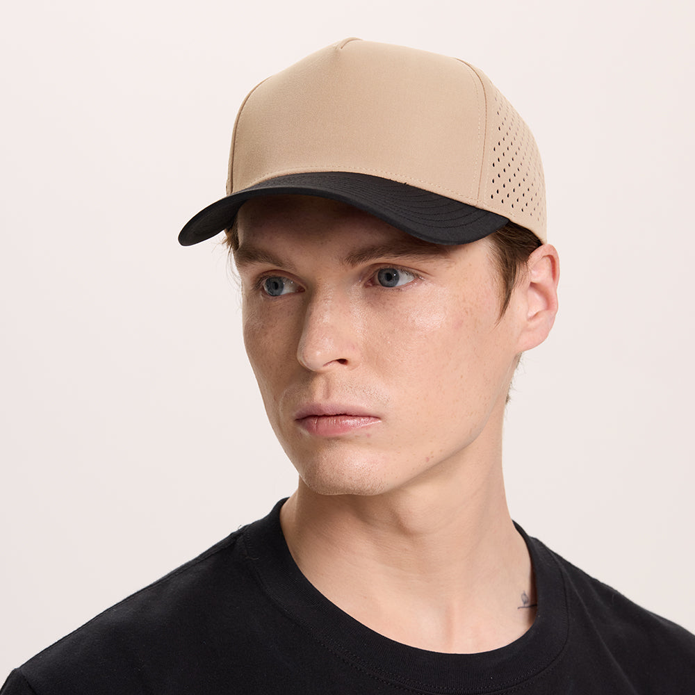 Blank Laser Perforated 5 Panel Performance Snapback Golf Hat Wholesale - 6526 (Recycled Polyester)