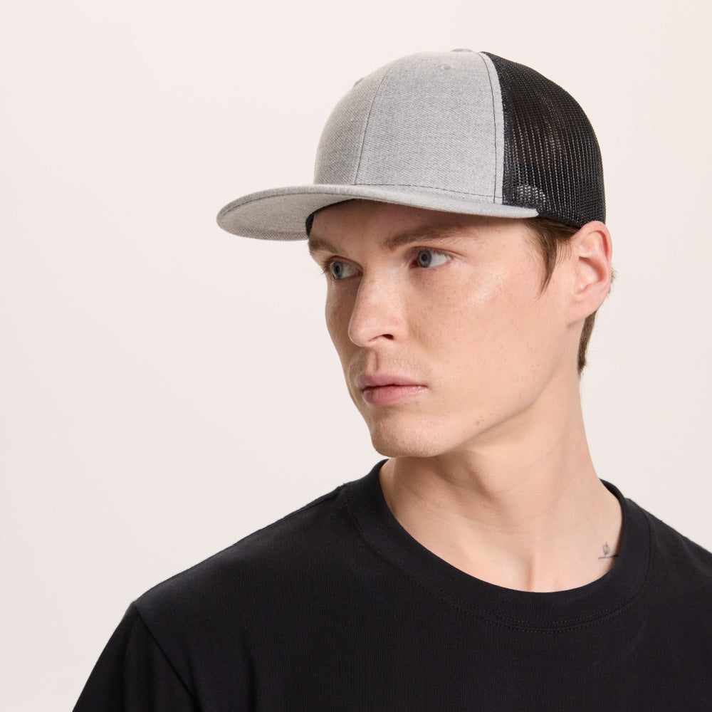 Wholesale Blank 6 Panel Mid Profile Structured Trucker Hat - 7018