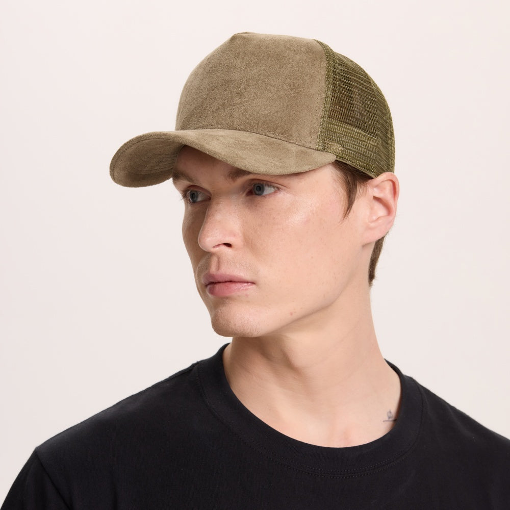 Blank Suede Mesh 5 Panel Trucker Hats Wholesale - 6710