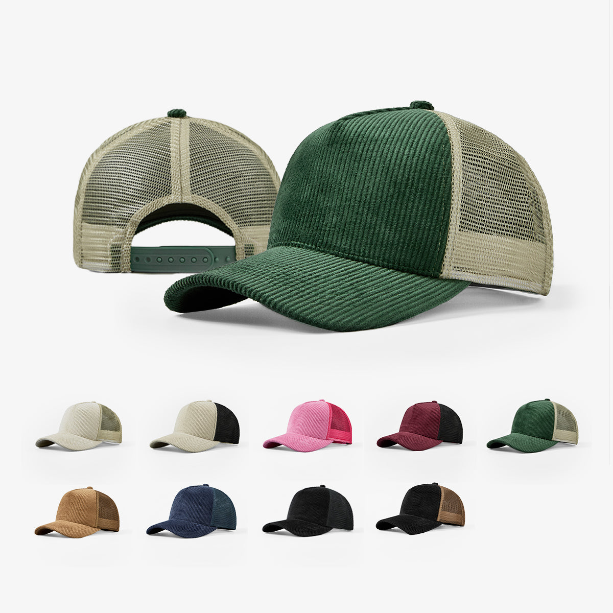 Blank 5 Panel Corduroy Trucker Hats Wholesale - 5129