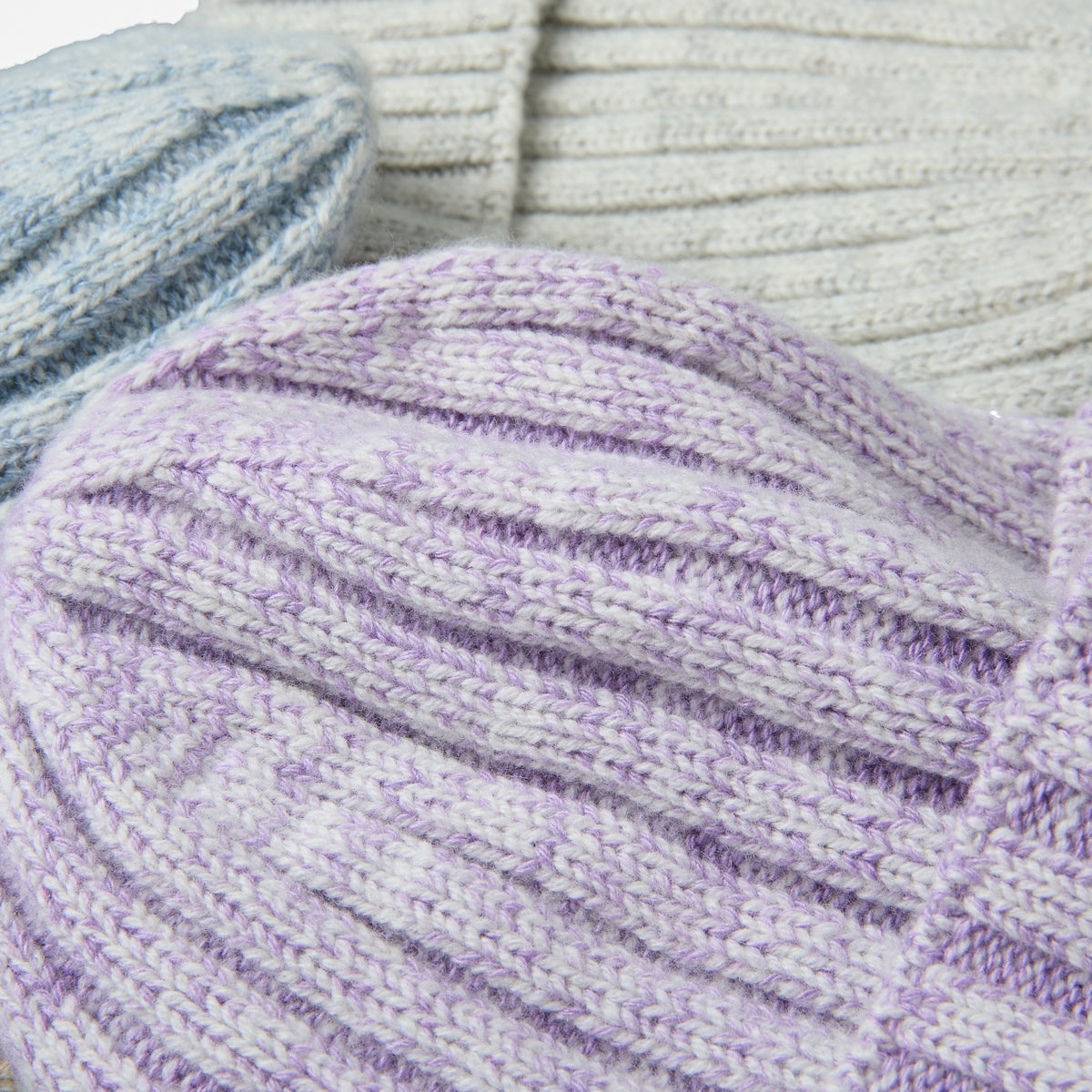 Blank Ribbed Merino Wool and Cashmere Blend Beanies - 1313