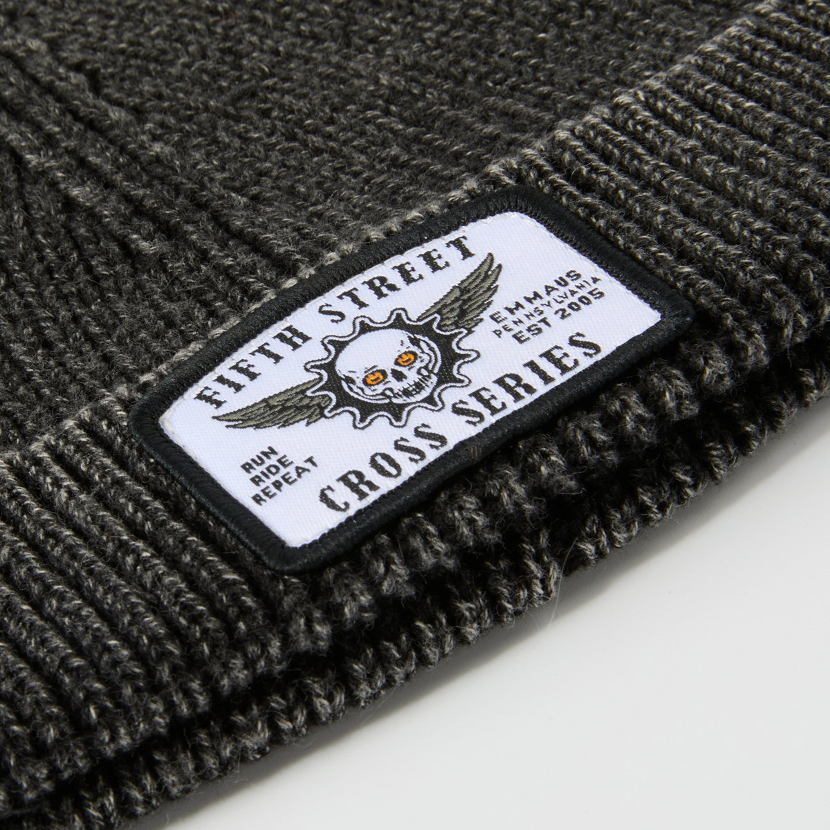 woven patch on washed beanie