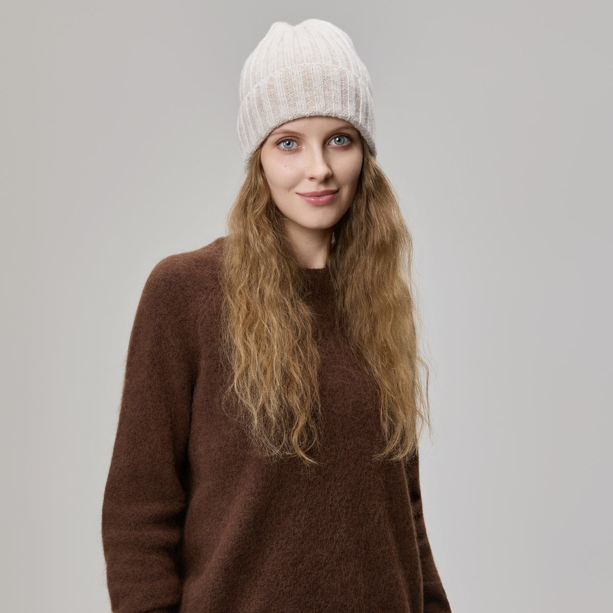 Blank Ribbed Merino Wool and Cashmere Blend Beanies - 1313