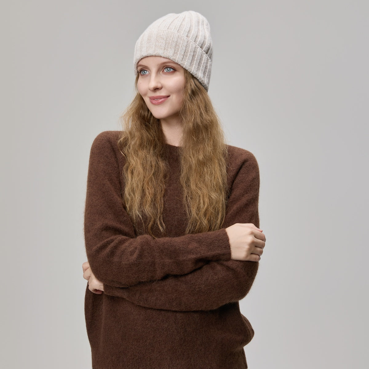 Blank Ribbed Merino Wool and Cashmere Blend Beanies - 1313