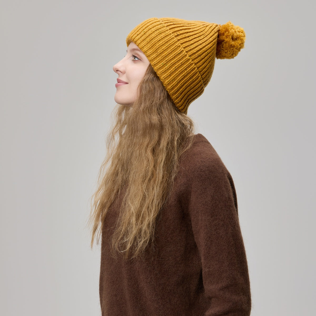 Blank Wool Flecked Pom Pom Beanie Wholesale - 1192