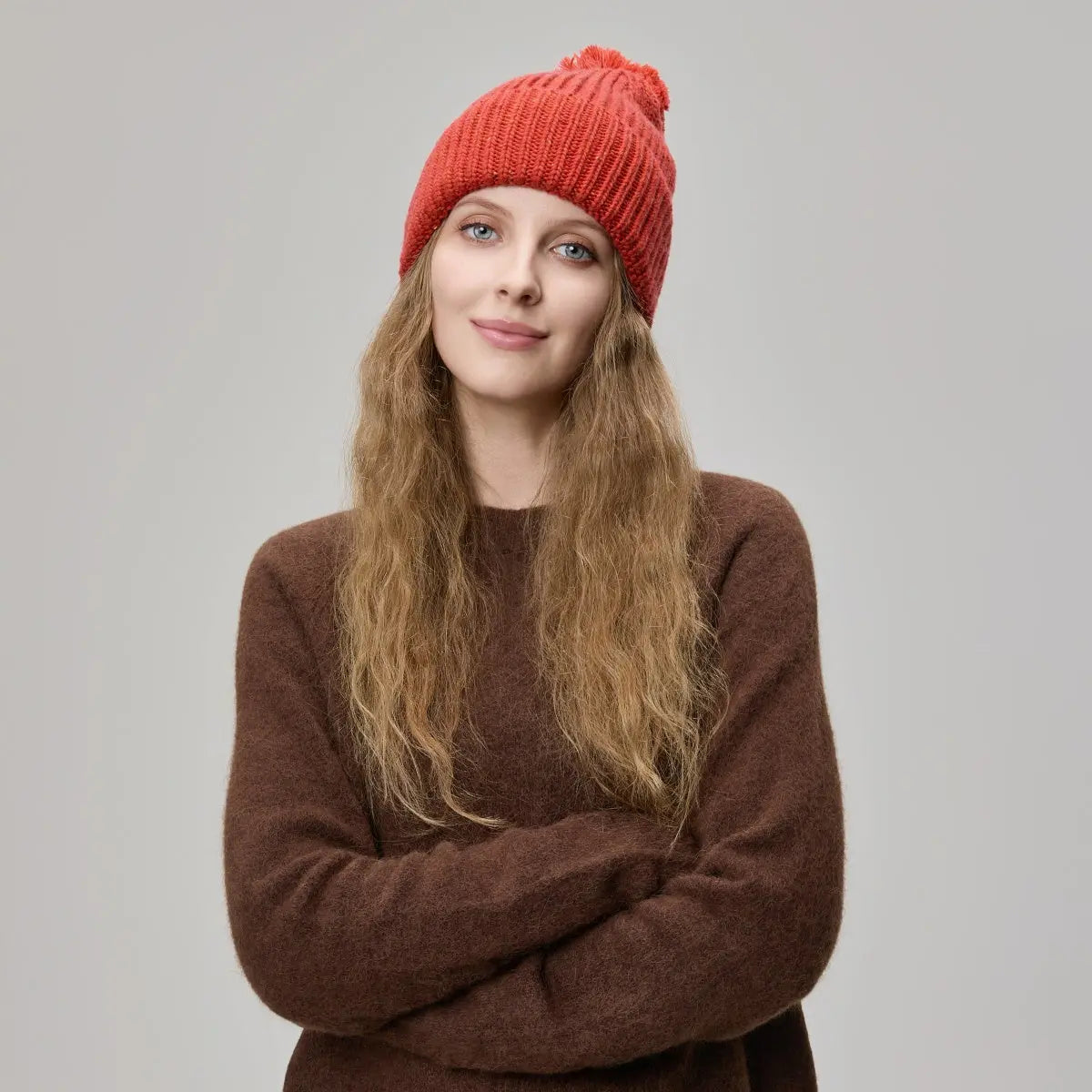 Blank & Custom Wool Flecked Pom Pom Beanie Wholesale - 1192 description image