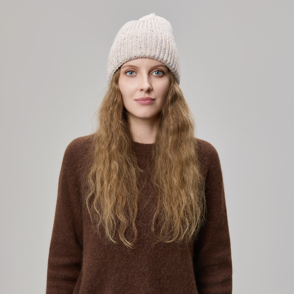 Blank Wool Flecked Pom Pom Beanie Wholesale - 1192