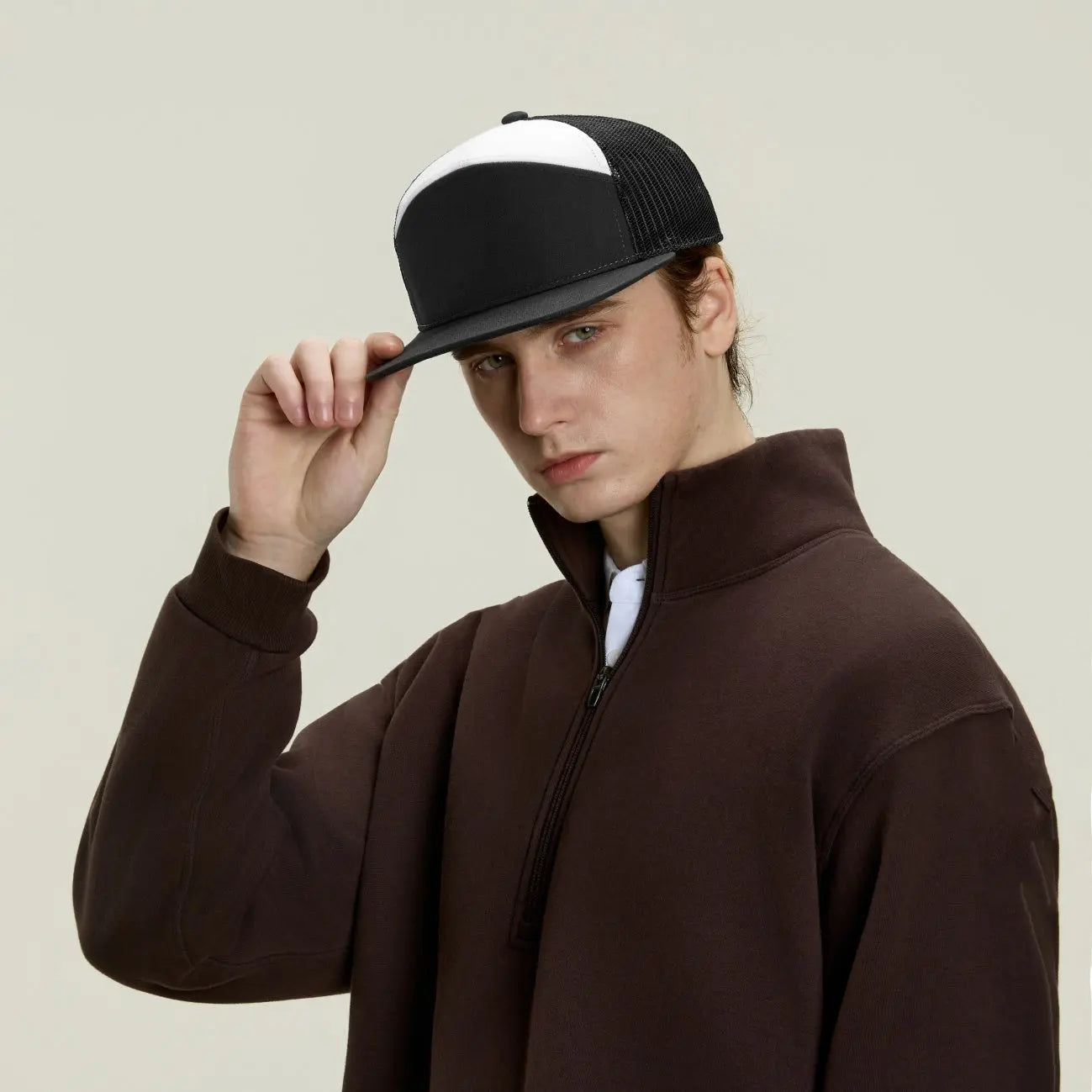 Blank Flat Bill 7 Panel Trucker Hat Wholesale - 6471 (Recycled)   Foremost Hat