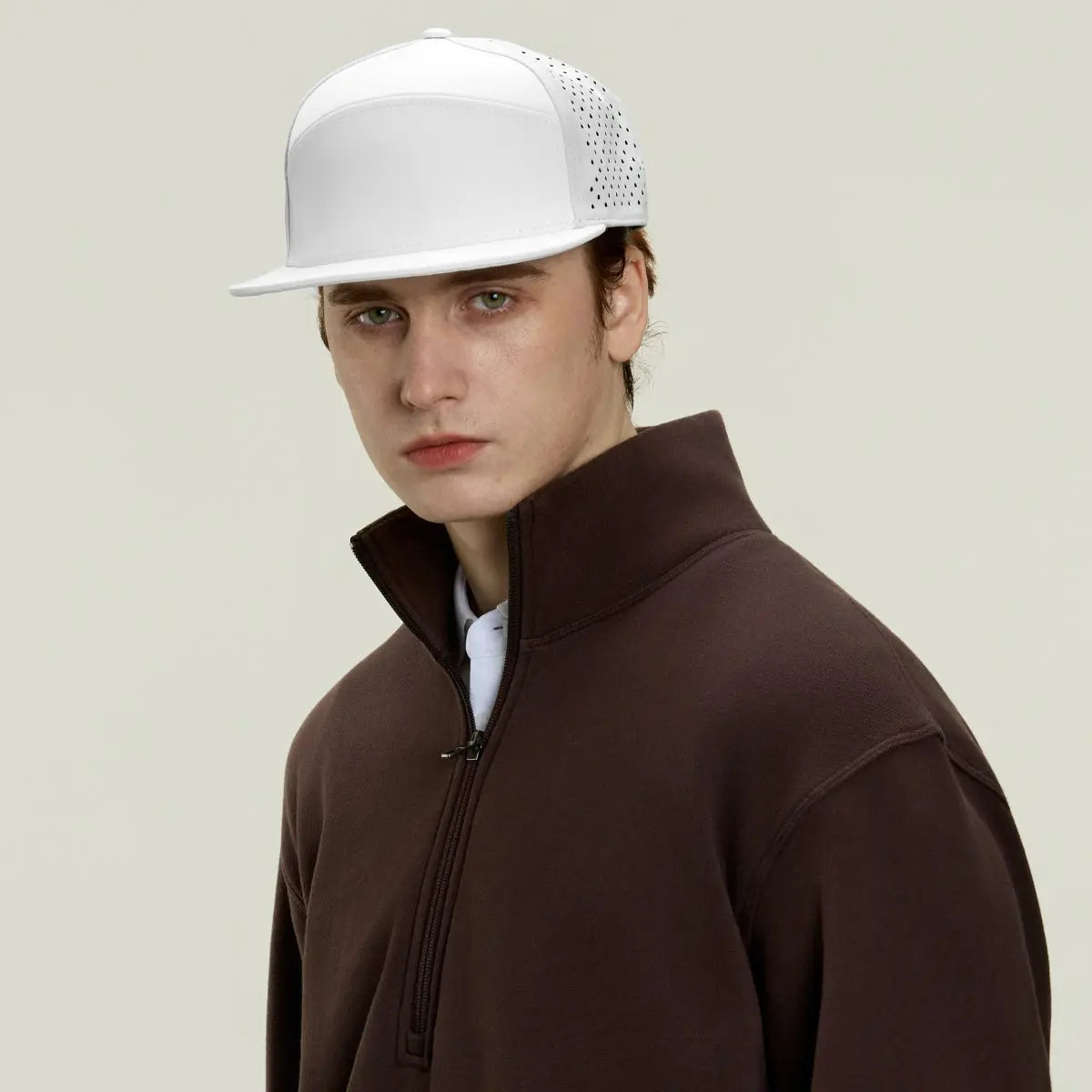 Blank Perforated Water Repellent Flat Bill Snapback Golf Hat Wholesale - 6023   Foremost Hat