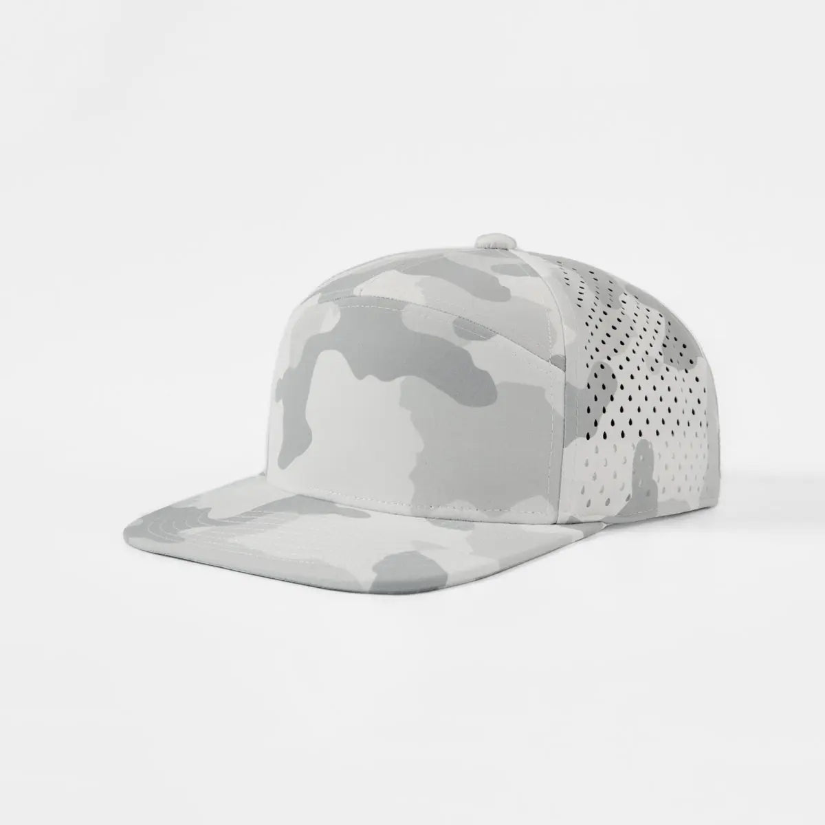 Blank Flat Bill 7 Panel Perforated Snapback Golf Hat Wholesale - 6472   Foremost Hat - Wholesale & Custom Hats