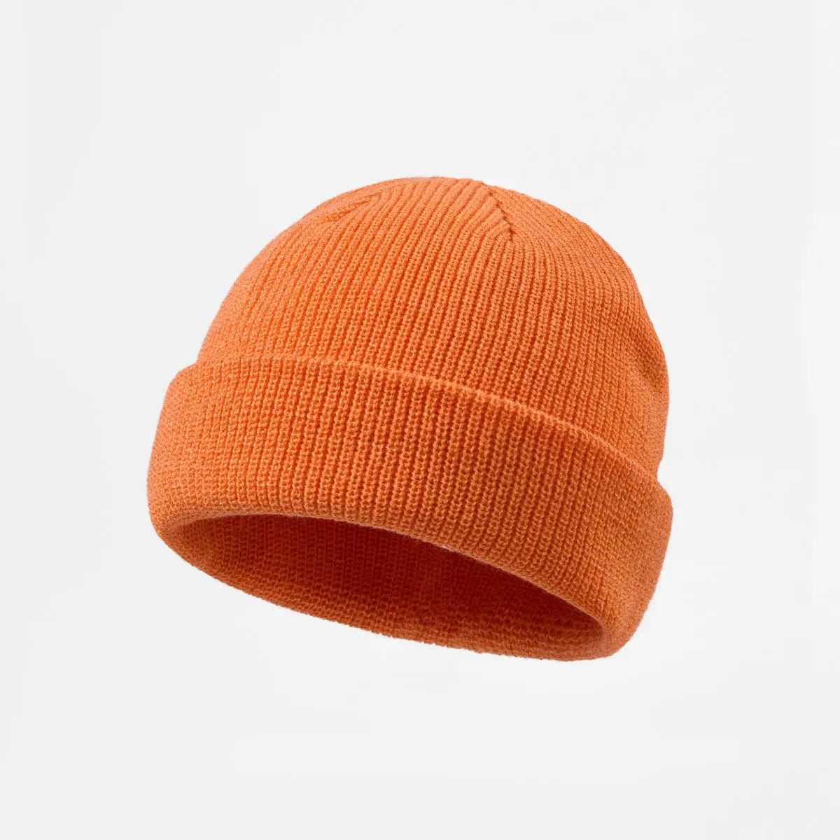 Orange Ribbed Knit Beanie Hat - Unbranded IHG-080-ORA - Wool Ribbed Beanie - Orange – IRON HEART GERMANY main image 4