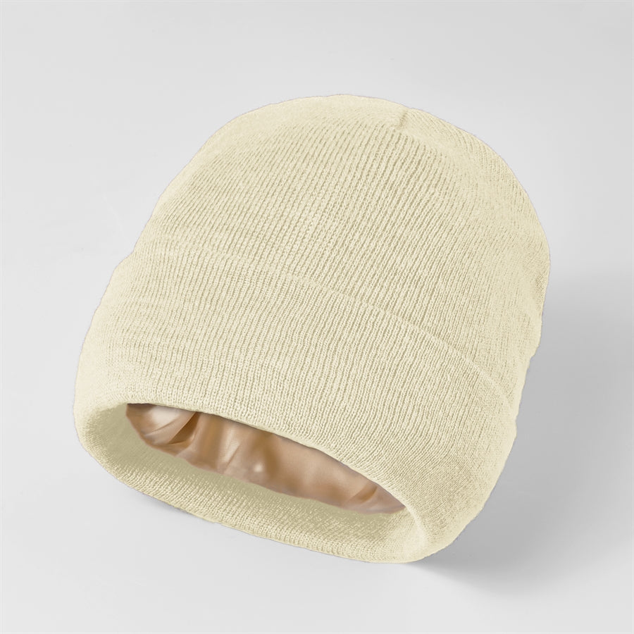Blank Cuffed Satin Lined Knit Beanies Wholesale - 1176 ( Recycled Poly
