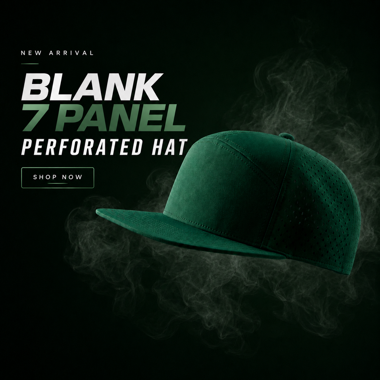 blank 7 panel perforated snapback hat