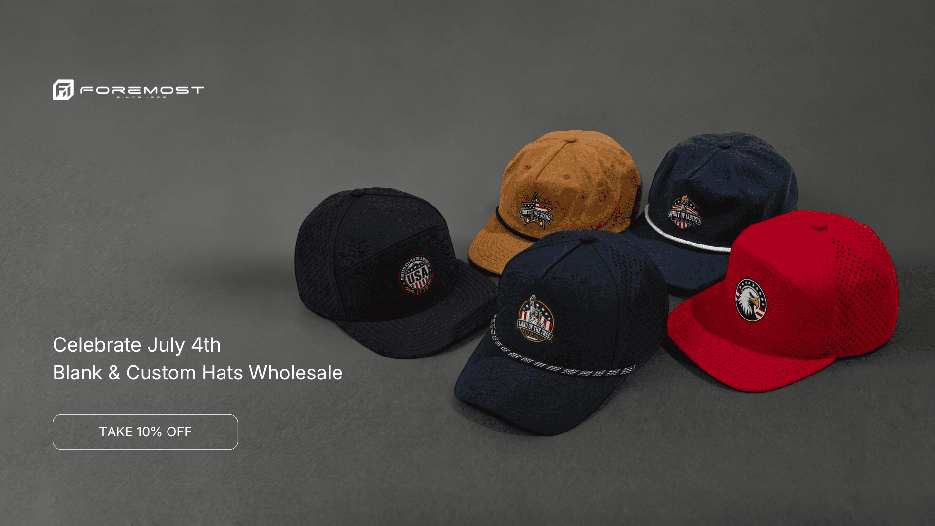 blank and custom hats for july 4th