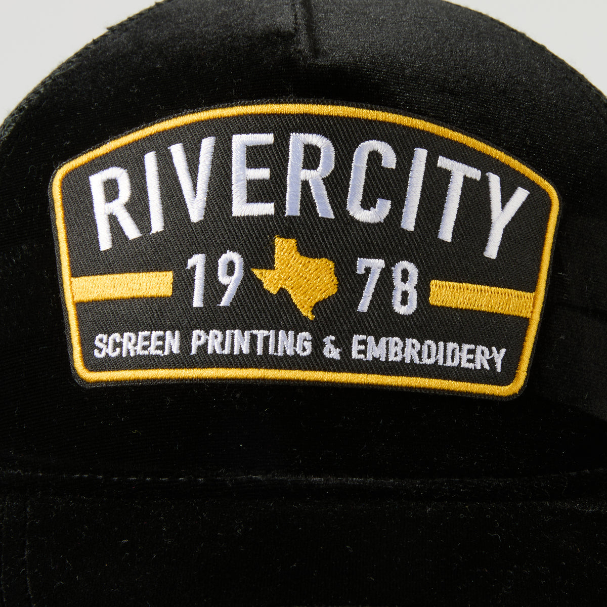 custom embroidery patch on velvet hat