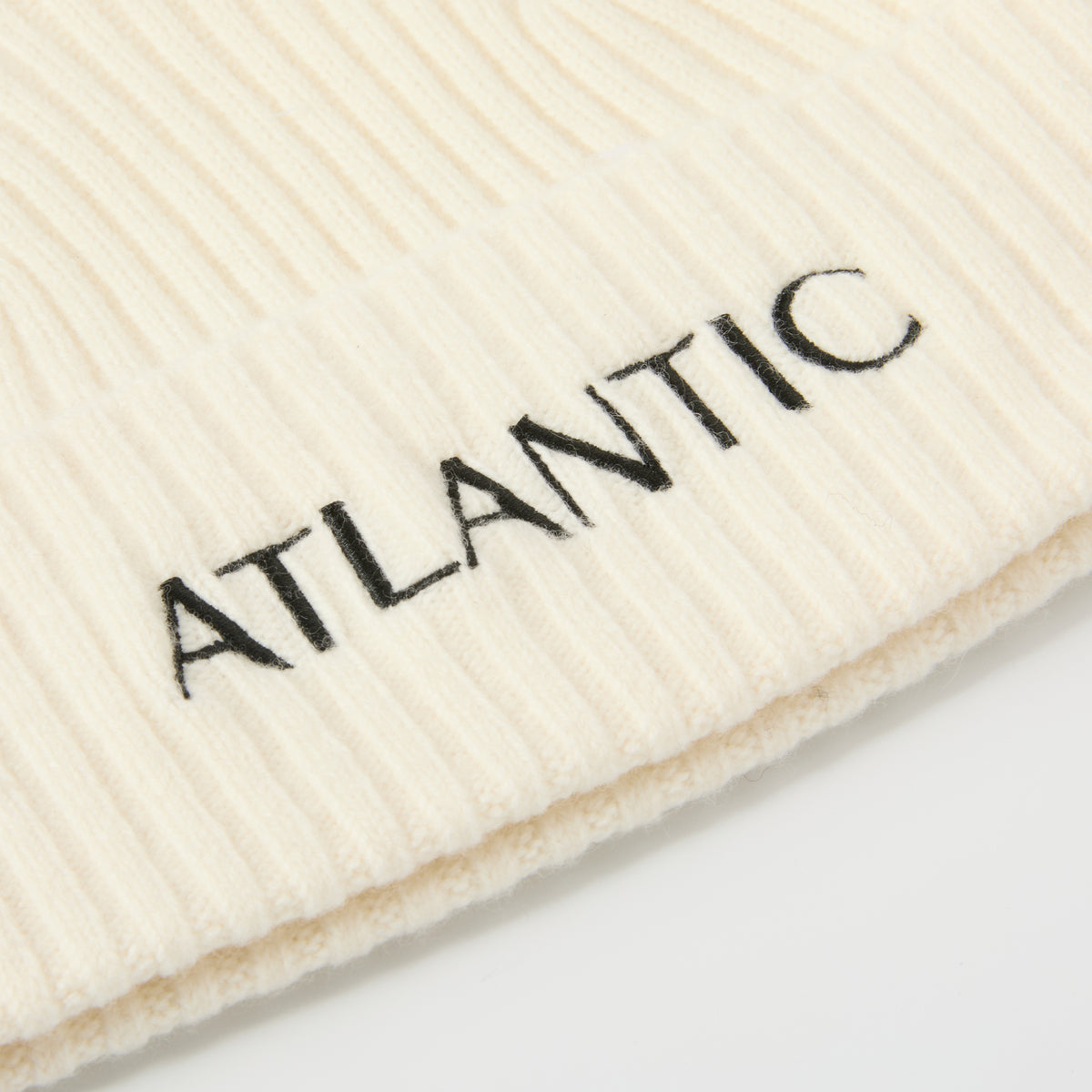 custom flat embroidery milk white beanie