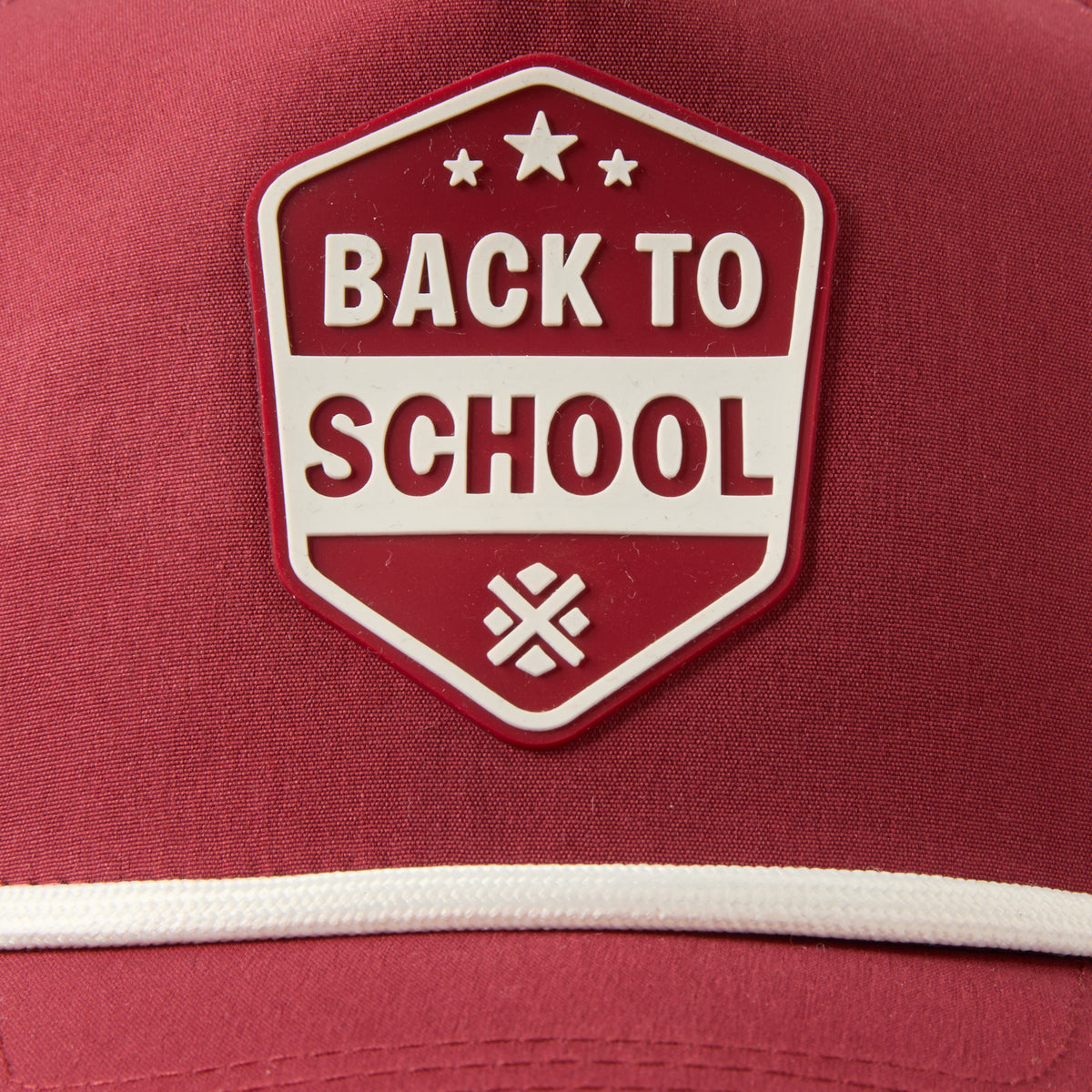custom red pvc patch golf rope hat with back to school logo