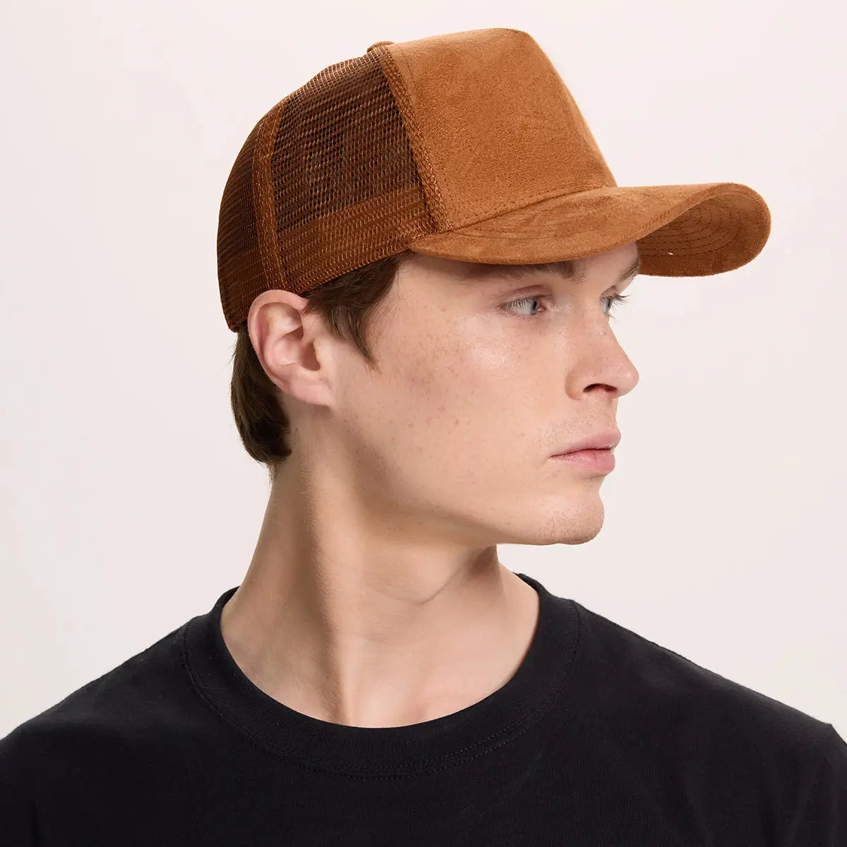 Blank Suede Mesh 5 Panel Trucker Hats Wholesale - 6710   Foremost Hat