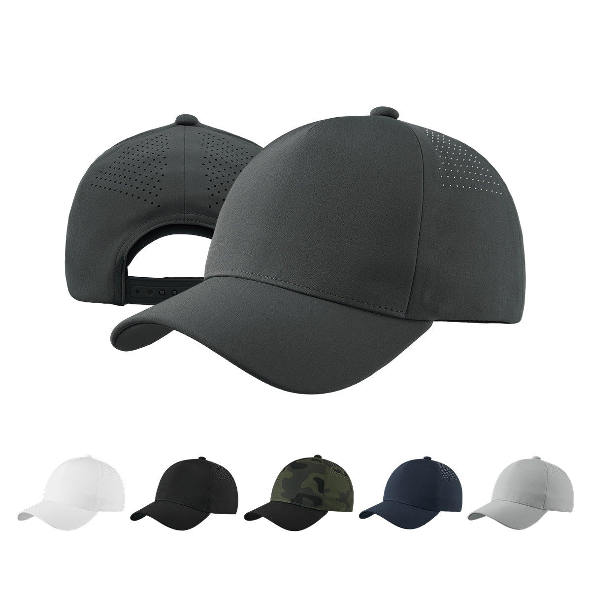Blank Seamless Water Repellent Perforated 5 Panel Performance Snapback Golf Hat Wholesale  - 5312