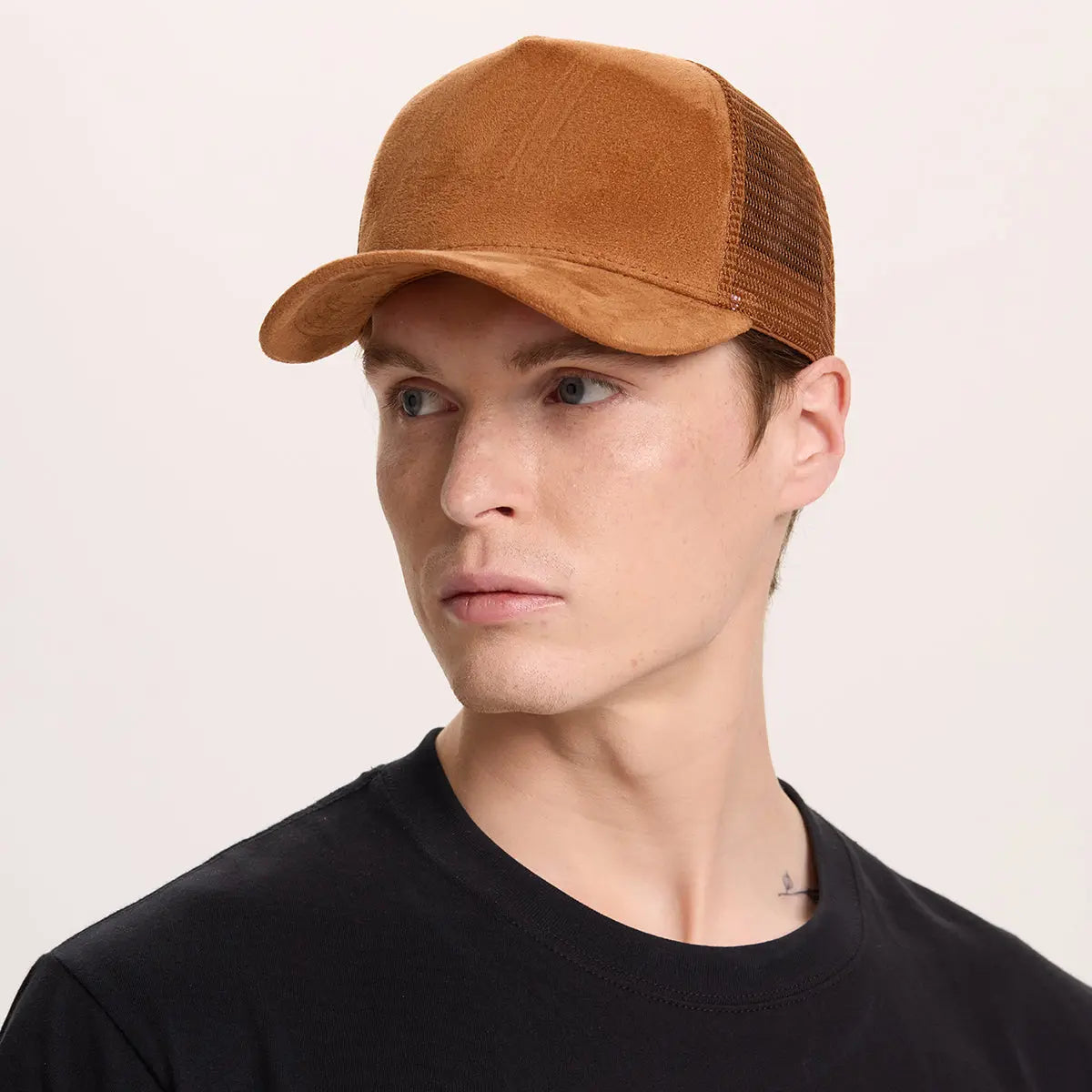 Blank Suede Mesh 5 Panel Trucker Hats Wholesale - 6710   Foremost Hat