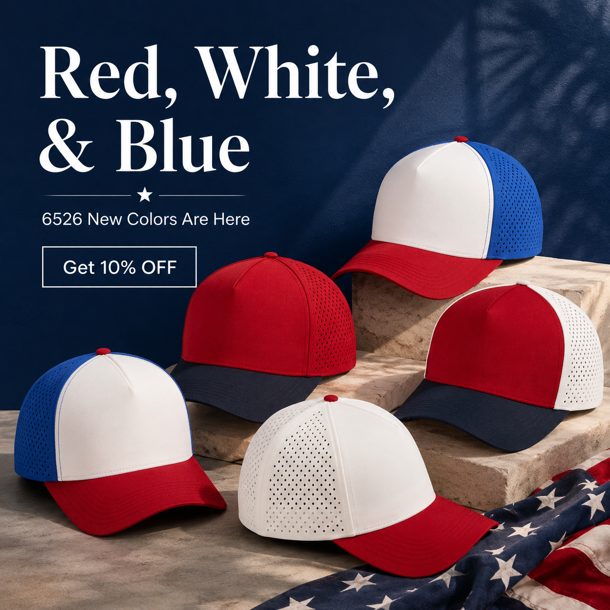 new color 6526 golf hat rblue red